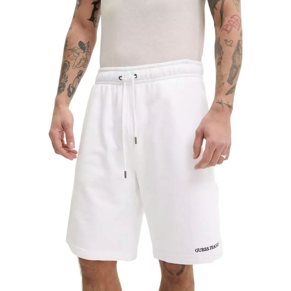 GUESS JEANS REG EMBRO SHORTS ΒΕΡΜΟΥΔΑ ΑΝΔΡΙΚΗ WHITE