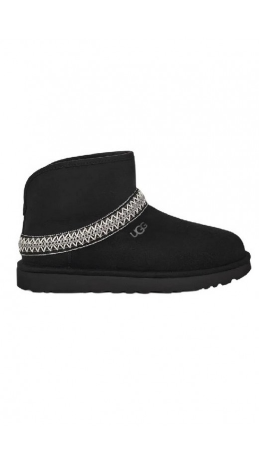 UGG CLASSIC MINI CRESCENT ΧΑΜΗΛΗ ΜΠΟΤΑ BLACK