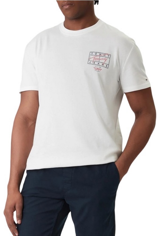 TOMMY JEANS REG SIGN SPRAY T-SHIRT ΜΠΛΟΥΖΑ ΑΝΔΡΙΚΗ WHITE