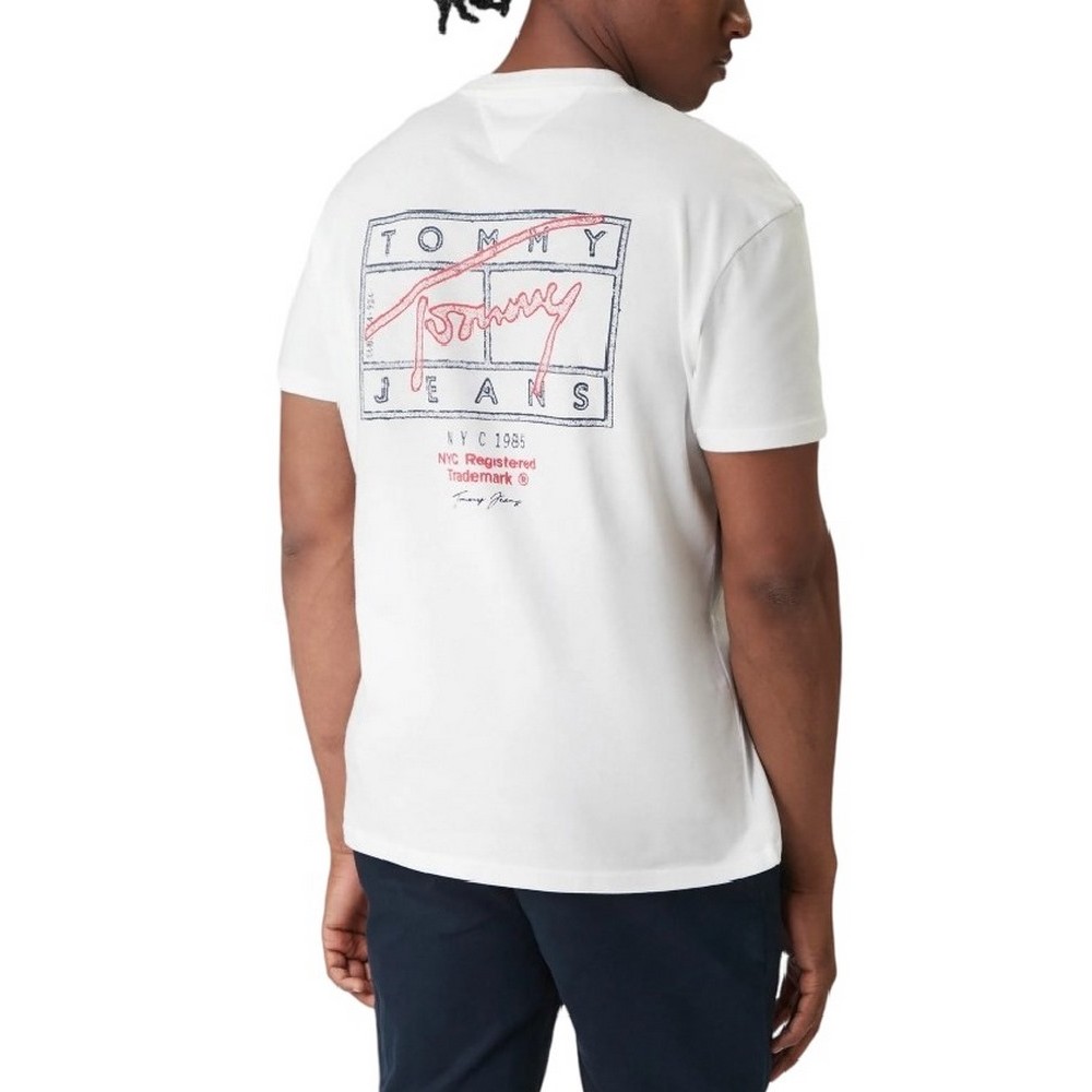 TOMMY JEANS REG SIGN SPRAY T-SHIRT ΜΠΛΟΥΖΑ ΑΝΔΡΙΚΗ WHITE