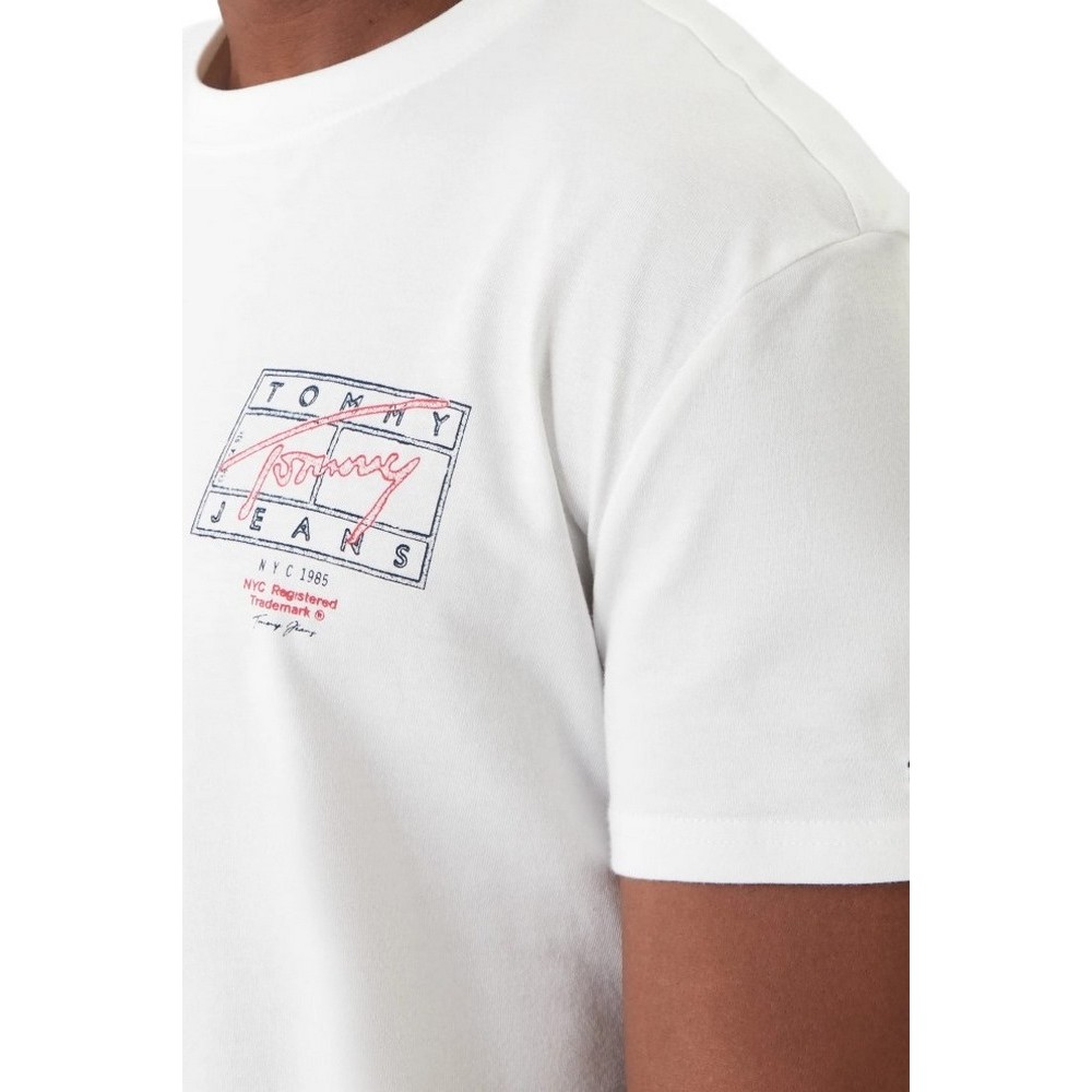 TOMMY JEANS REG SIGN SPRAY T-SHIRT ΜΠΛΟΥΖΑ ΑΝΔΡΙΚΗ WHITE
