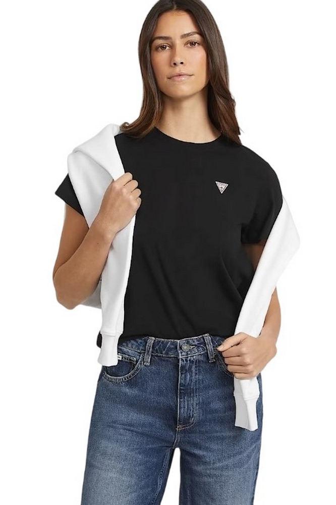 GUESS JEANS SS CN REG MINI TRIANGLE TEE T-SHIRT ΜΠΛΟΥΖΑ ΓΥΝΑΙΚΕΙΑ BLACK