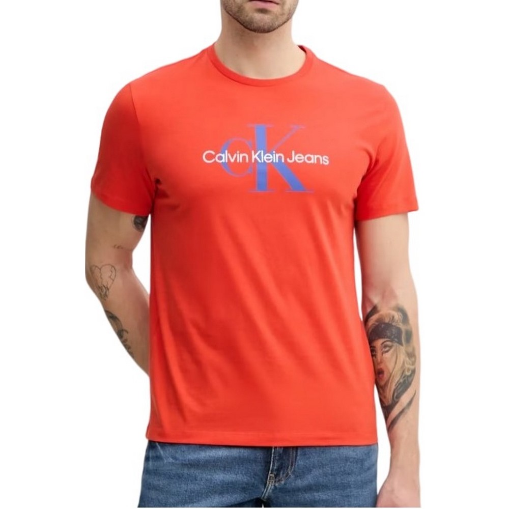 CALVIN KLEIN JEANS HERO MONOLOGO TEE T-SHIRT ΜΠΛΟΥΖΑ ΑΝΔΡΙΚΗ ORANGE