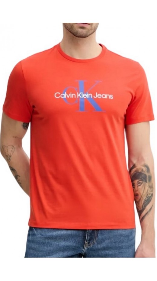 CALVIN KLEIN JEANS HERO MONOLOGO TEE T-SHIRT ΜΠΛΟΥΖΑ ΑΝΔΡΙΚΗ ORANGE