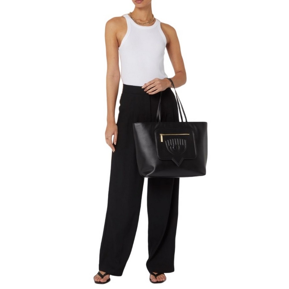 CHIARA FERRAGNI RANGE F - EYELIKE POCKET SMOOTH CALF ΤΣΑΝΤΑ ΓΥΝΑΙΚΕΙΑ BLACK
