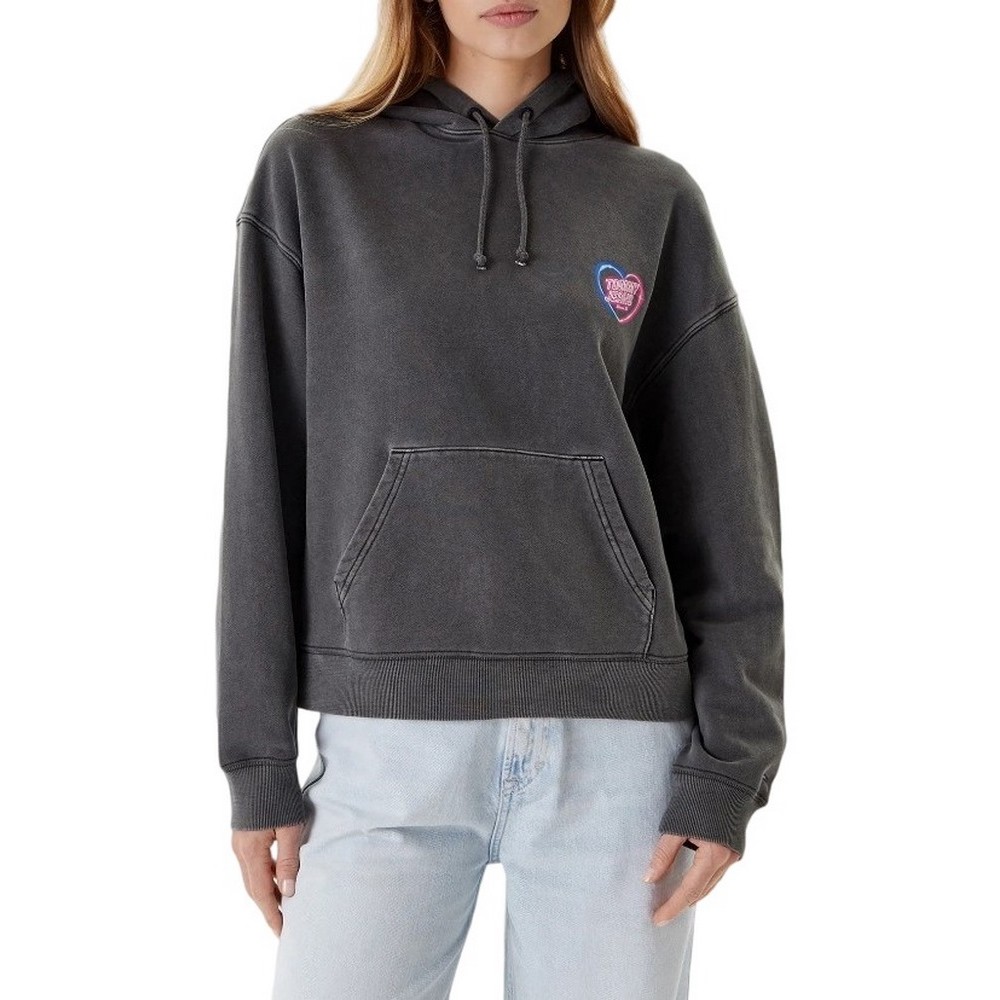 TOMMY JEANS BXY NEON HOODIE EXT ΦΟΥΤΕΡ ΜΠΛΟΥΖΑ ΓΥΝΑΙΚΕΙΑ WASHED BLACK