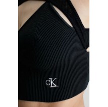 CALVIN KLEIN JEANS PLAY ON LAYER KNITTED TANK ΤΟΠ ΓΥΝΑΚΕΙΟ BLACK