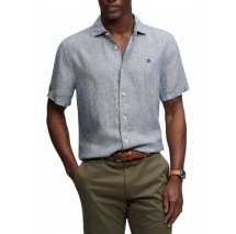 SUPERDRY D3 STUD RIVIERA S/S LINEN SHIRT ΠΟΥΚΑΜΙΣΟ ΑΝΔΡΙΚΟ NAVY/WHITE