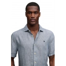 SUPERDRY D3 STUD RIVIERA S/S LINEN SHIRT ΠΟΥΚΑΜΙΣΟ ΑΝΔΡΙΚΟ NAVY/WHITE