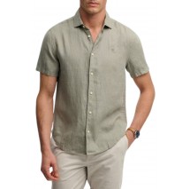 SUPERDRY D3 STUD RIVIERA S/S LINEN SHIRT ΠΟΥΚΑΜΙΣΟ ΑΝΔΡΙΚΟ OLIVE