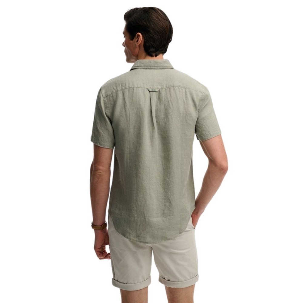 SUPERDRY D3 STUD RIVIERA S/S LINEN SHIRT ΠΟΥΚΑΜΙΣΟ ΑΝΔΡΙΚΟ OLIVE