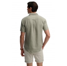 SUPERDRY D3 STUD RIVIERA S/S LINEN SHIRT ΠΟΥΚΑΜΙΣΟ ΑΝΔΡΙΚΟ OLIVE