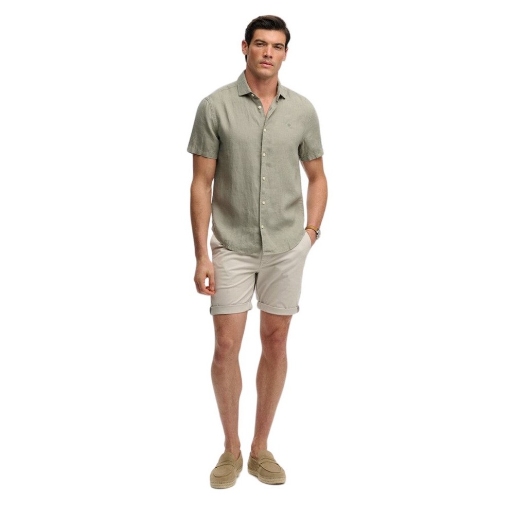 SUPERDRY D3 STUD RIVIERA S/S LINEN SHIRT ΠΟΥΚΑΜΙΣΟ ΑΝΔΡΙΚΟ OLIVE