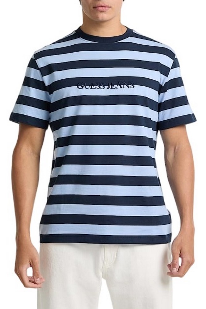 GUESS JEANS SS CN REG STRIPED YD TEE ΜΠΛΟΥΖΑ ΑΝΔΡΙΚΗ BLUE