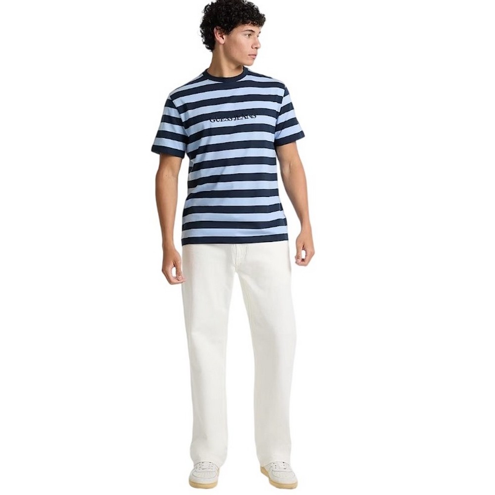 GUESS JEANS SS CN REG STRIPED YD TEE ΜΠΛΟΥΖΑ ΑΝΔΡΙΚΗ BLUE