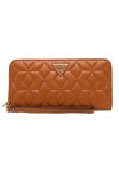 GUESS ELENIA SLG LARGE ZIP AROUND ΑΞΕΣΟΥΑΡ ΠΟΡΤΟΦΟΛΙ ΓΥΝΑΙΚΕΙΟ TAN