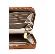 GUESS ELENIA SLG LARGE ZIP AROUND ΑΞΕΣΟΥΑΡ ΠΟΡΤΟΦΟΛΙ ΓΥΝΑΙΚΕΙΟ TAN