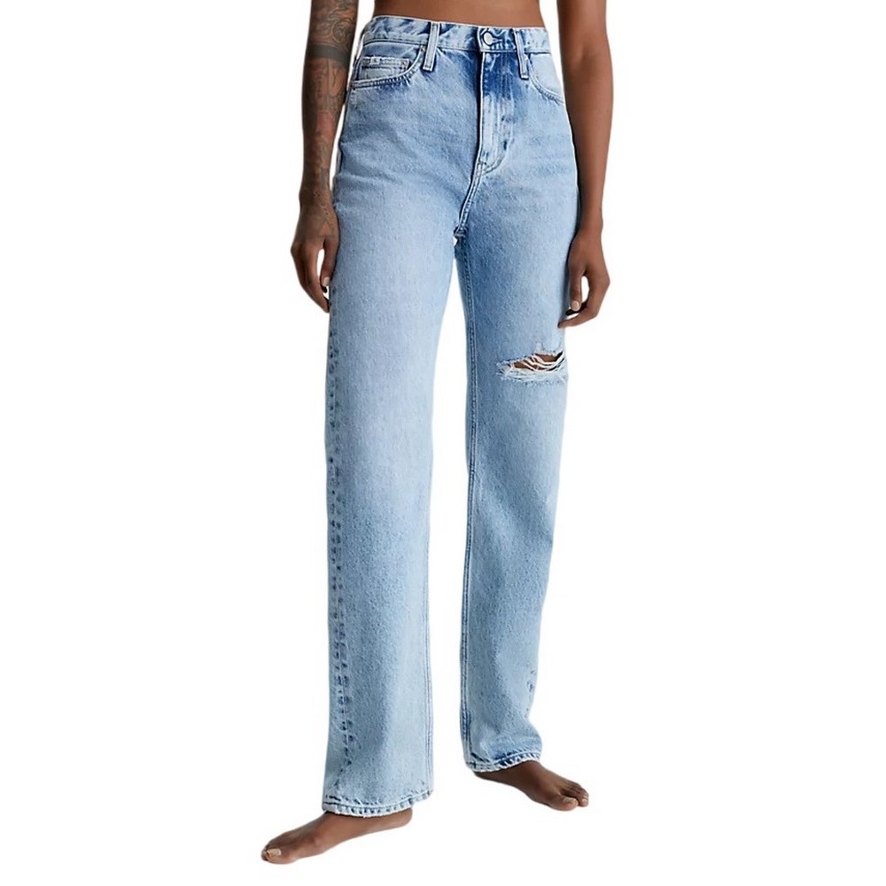 CALVIN KLEIN JEANS HIGH RISE STRAIGHT ΠΑΝΤΕΛΟΝΙ ΓΥΝΑΙΚΕΙΟ BLUΕ DENIM