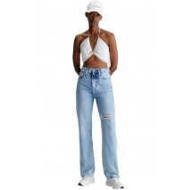 CALVIN KLEIN JEANS HIGH RISE STRAIGHT ΠΑΝΤΕΛΟΝΙ ΓΥΝΑΙΚΕΙΟ BLUΕ DENIM