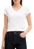 CALVIN KLEIN JEANS  WOVEN LABEL RIB VNECK T-SHIRT ΜΠΛΟΥΖΑ ΓΥΝΑΙΚΕΙΑ WHITE