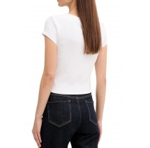 CALVIN KLEIN JEANS  WOVEN LABEL RIB VNECK T-SHIRT ΜΠΛΟΥΖΑ ΓΥΝΑΙΚΕΙΑ WHITE