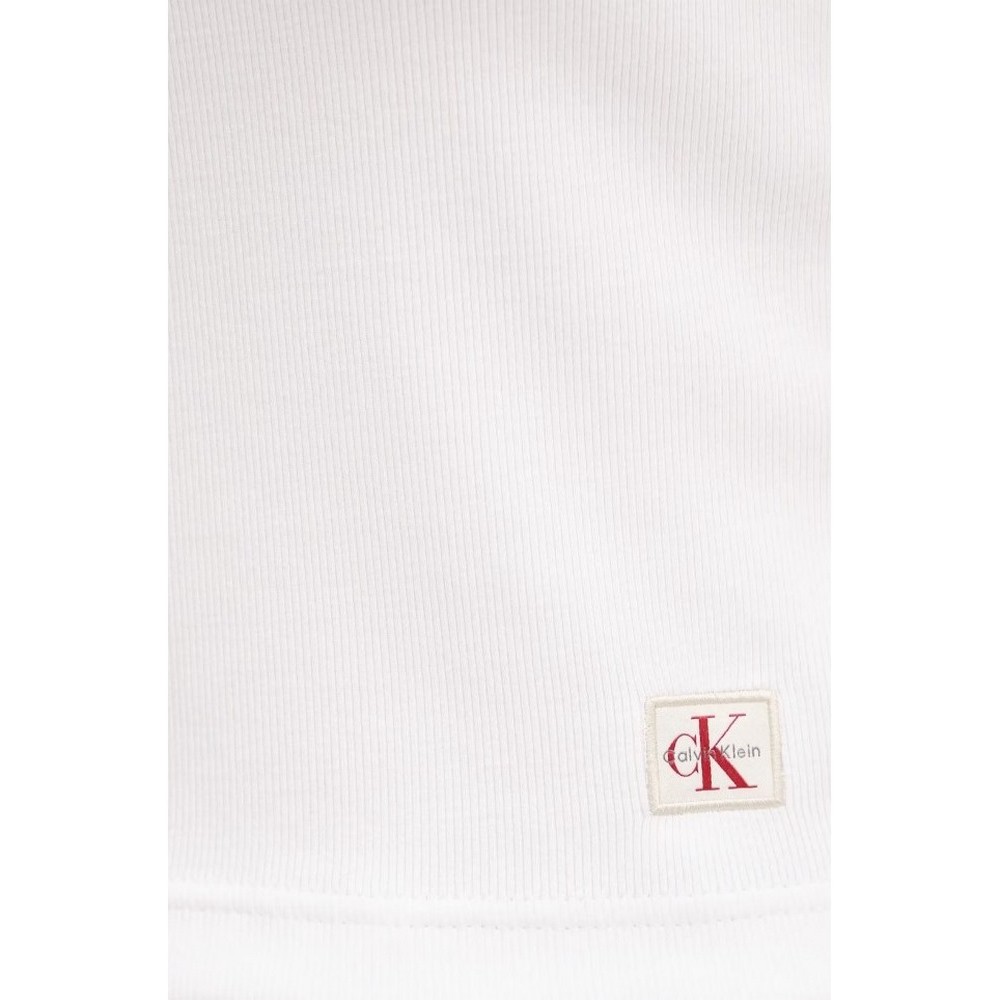 CALVIN KLEIN JEANS  WOVEN LABEL RIB VNECK T-SHIRT ΜΠΛΟΥΖΑ ΓΥΝΑΙΚΕΙΑ WHITE