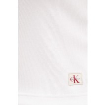 CALVIN KLEIN JEANS  WOVEN LABEL RIB VNECK T-SHIRT ΜΠΛΟΥΖΑ ΓΥΝΑΙΚΕΙΑ WHITE