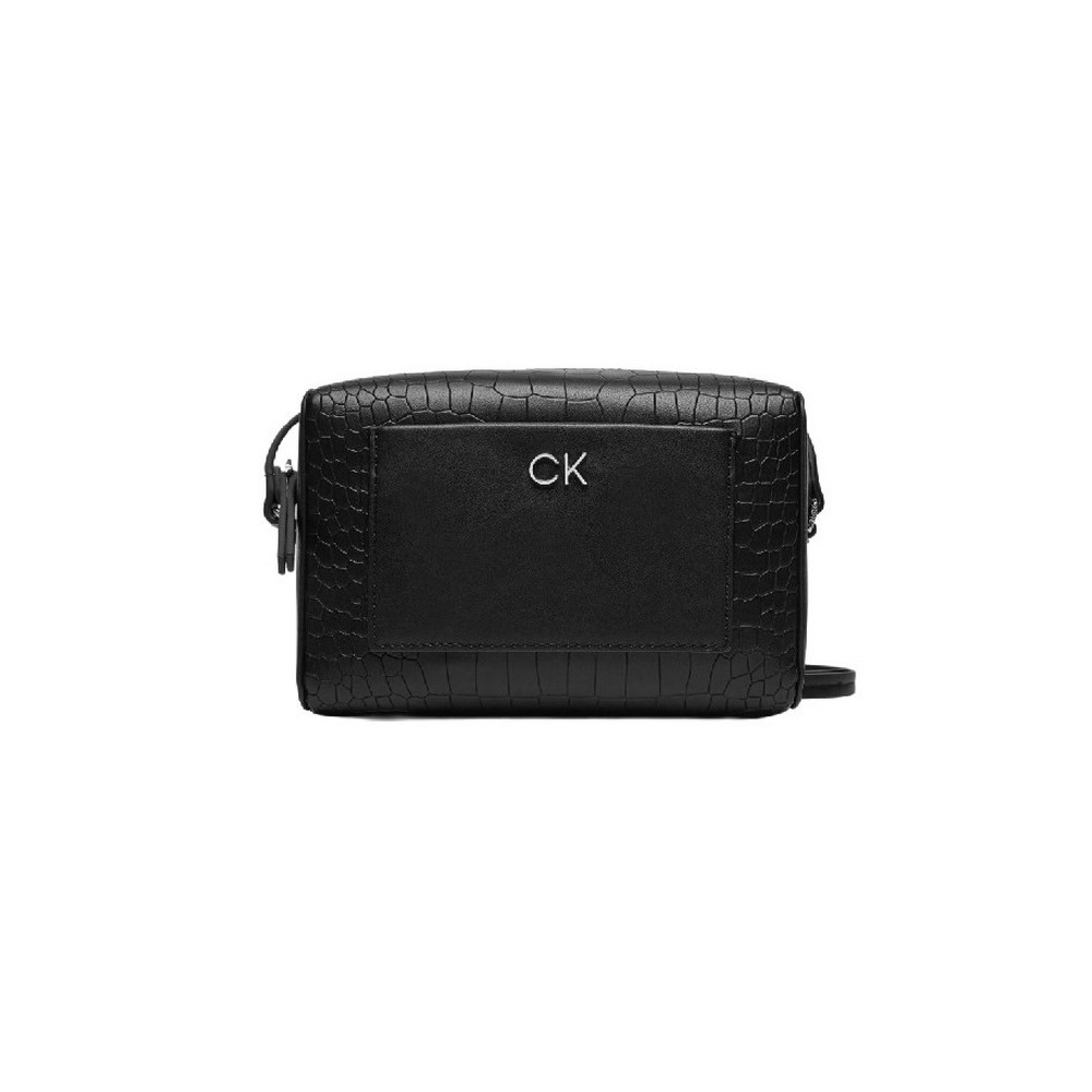 CALVIN KLEIN  DAILY CAMERA BAG CROCO ΤΣΑΝΤΑ ΓΥΝΑΙΚΕΙΑ BLACK