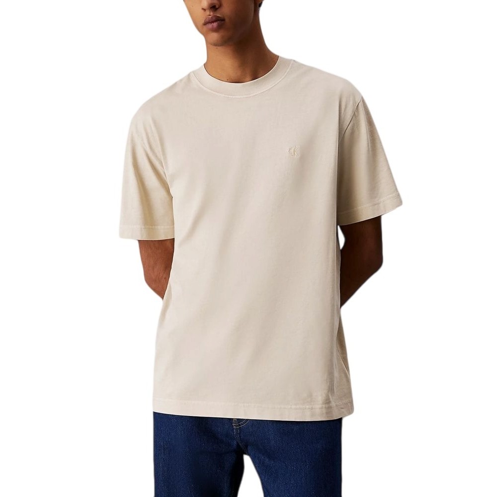 CALVIN KLEIN JEANS BOLD WASHED CK APPLIQUE TEE T-SHIRT ΜΠΛΟΥΖΑ ΑΝΔΡΙΚΗ BEIGE