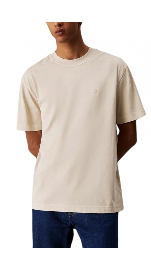 CALVIN KLEIN JEANS BOLD WASHED CK APPLIQUE TEE T-SHIRT ΜΠΛΟΥΖΑ ΑΝΔΡΙΚΗ BEIGE