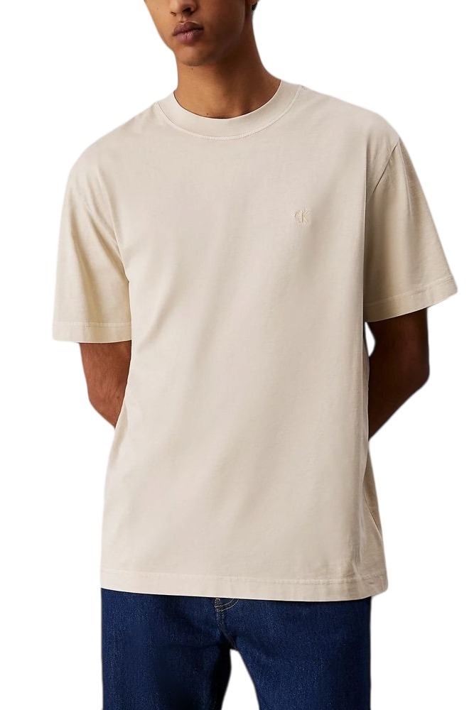 CALVIN KLEIN JEANS BOLD WASHED CK APPLIQUE TEE T-SHIRT ΜΠΛΟΥΖΑ ΑΝΔΡΙΚΗ BEIGE