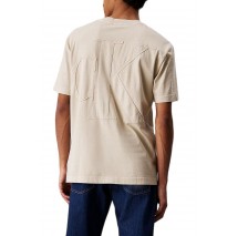 CALVIN KLEIN JEANS BOLD WASHED CK APPLIQUE TEE T-SHIRT ΜΠΛΟΥΖΑ ΑΝΔΡΙΚΗ BEIGE