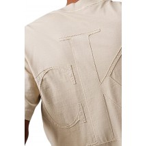 CALVIN KLEIN JEANS BOLD WASHED CK APPLIQUE TEE T-SHIRT ΜΠΛΟΥΖΑ ΑΝΔΡΙΚΗ BEIGE