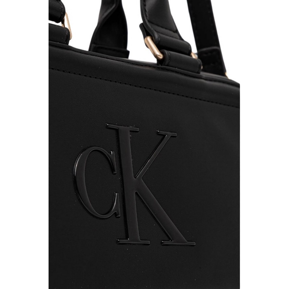 CALVIN KLEIN BOLD CK ELONGATED MINI TOTE ΤΣΑΝΤΑ Ν ΓΥΝΑΙΚΕΙΑ BLACK