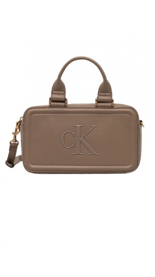 CALVIN KLEIN BOLD CK ELONGATED MINI TOTE ΤΣΑΝΤΑ Ν ΓΥΝΑΙΚΕΙΑ TAUPE