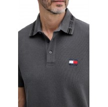 TOMMY JEANS REG BRANDED NECK POLO EXT T-SHIRT ΜΠΛΟΥΖΑ ΑΝΔΡΙΚΗ WASHED BLACK