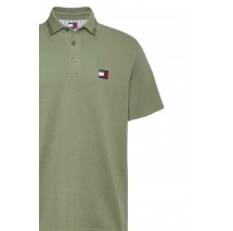 TOMMY JEANS REG BRANDED NECK POLO EXT T-SHIRT ΜΠΛΟΥΖΑ ΑΝΔΡΙΚΗ GREEN