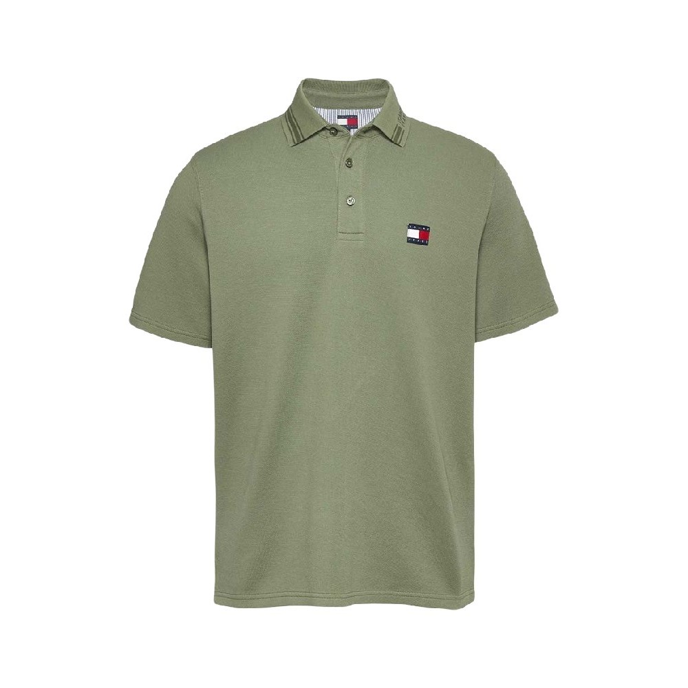 TOMMY JEANS REG BRANDED NECK POLO EXT T-SHIRT ΜΠΛΟΥΖΑ ΑΝΔΡΙΚΗ GREEN