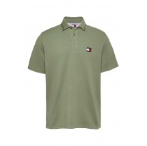 TOMMY JEANS REG BRANDED NECK POLO EXT T-SHIRT ΜΠΛΟΥΖΑ ΑΝΔΡΙΚΗ GREEN