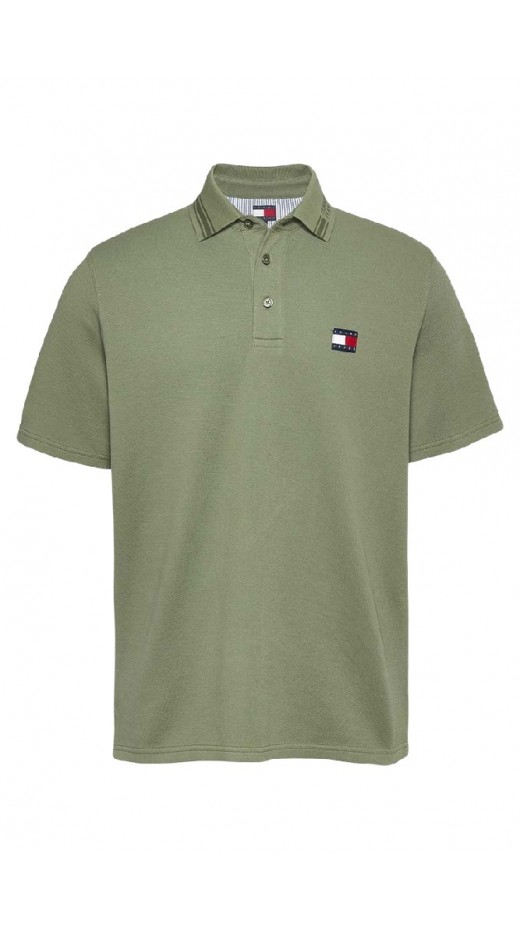TOMMY JEANS REG BRANDED NECK POLO EXT T-SHIRT ΜΠΛΟΥΖΑ ΑΝΔΡΙΚΗ GREEN