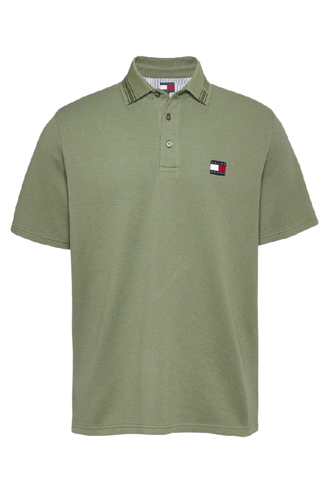 TOMMY JEANS REG BRANDED NECK POLO EXT T-SHIRT ΜΠΛΟΥΖΑ ΑΝΔΡΙΚΗ GREEN