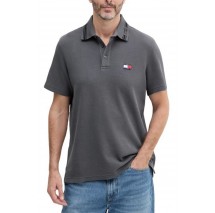 TOMMY JEANS REG BRANDED NECK POLO EXT T-SHIRT ΜΠΛΟΥΖΑ ΑΝΔΡΙΚΗ WASHED BLACK