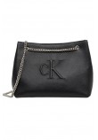 CALVIN KLEIN JEANS SCULPTED CHAIN SHOULDER BAG ΤΣΑΝΤΑ ΓΥΝΑΙΚΕΙΑ BLACK