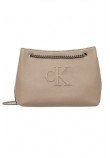 CALVIN KLEIN JEANS SCULPTED CHAIN SHOULDER BAG ΤΣΑΝΤΑ ΓΥΝΑΙΚΕΙΑ BEIGE