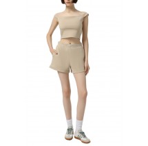 CALVIN KLEIN JEANS LOGO ELASTIC BARDOT MILANO TOP ΤΟΠ ΓΥΝΑΙΚΕΙΑ BEIGE