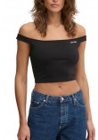 CALVIN KLEIN JEANS LOGO ELASTIC BARDOT MILANO TOP ΤΟΠ ΓΥΝΑΙΚΕΙΑ BLACK