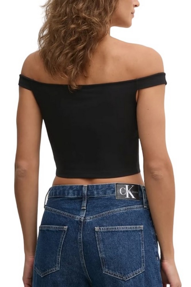 CALVIN KLEIN JEANS LOGO ELASTIC BARDOT MILANO TOP ΤΟΠ ΓΥΝΑΙΚΕΙΑ BLACK