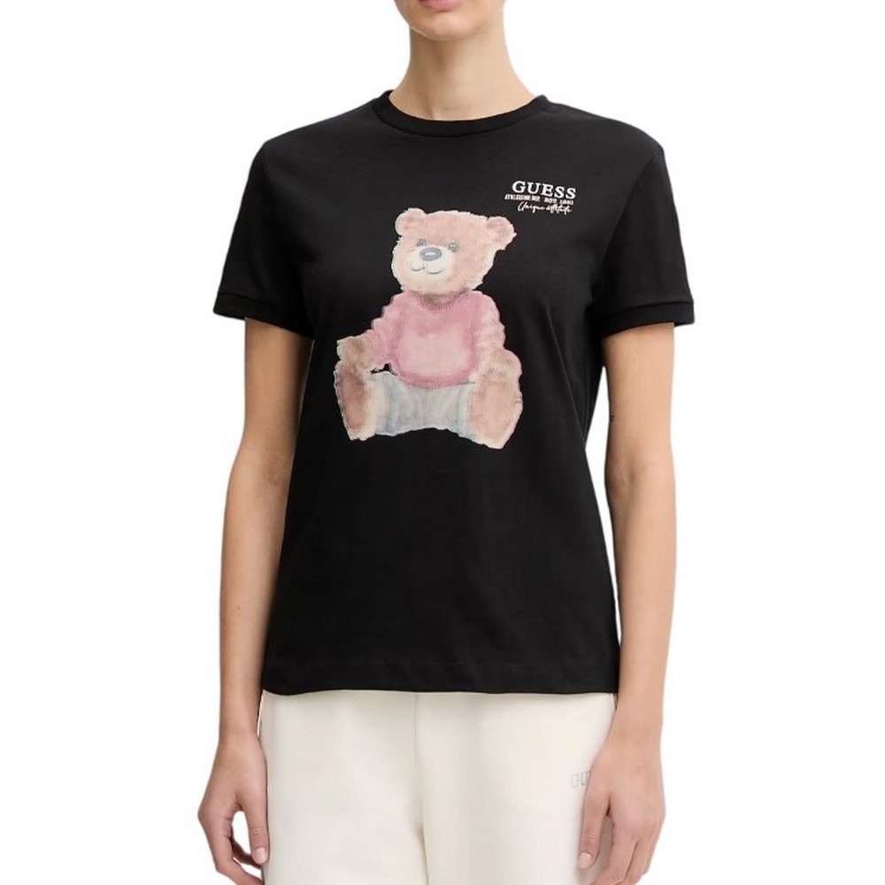 GUESS CARLA CN T-SHIRT ΜΠΛΟΥΖΑ ΓΥΝΑΙΚΕΙΑ BLACK