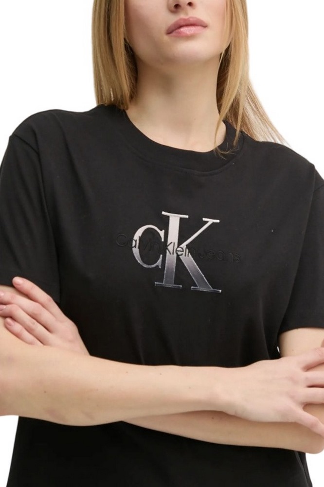 CALVIN KLEIN JEANS EMBROIDERED MONOLOGO TEE T-SHIRT ΜΠΛΟΥΖΑ ΓΥΝΑΙΚΕΙΑ BLACK