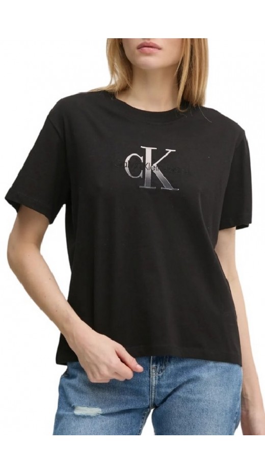 CALVIN KLEIN JEANS EMBROIDERED MONOLOGO TEE T-SHIRT ΜΠΛΟΥΖΑ ΓΥΝΑΙΚΕΙΑ BLACK